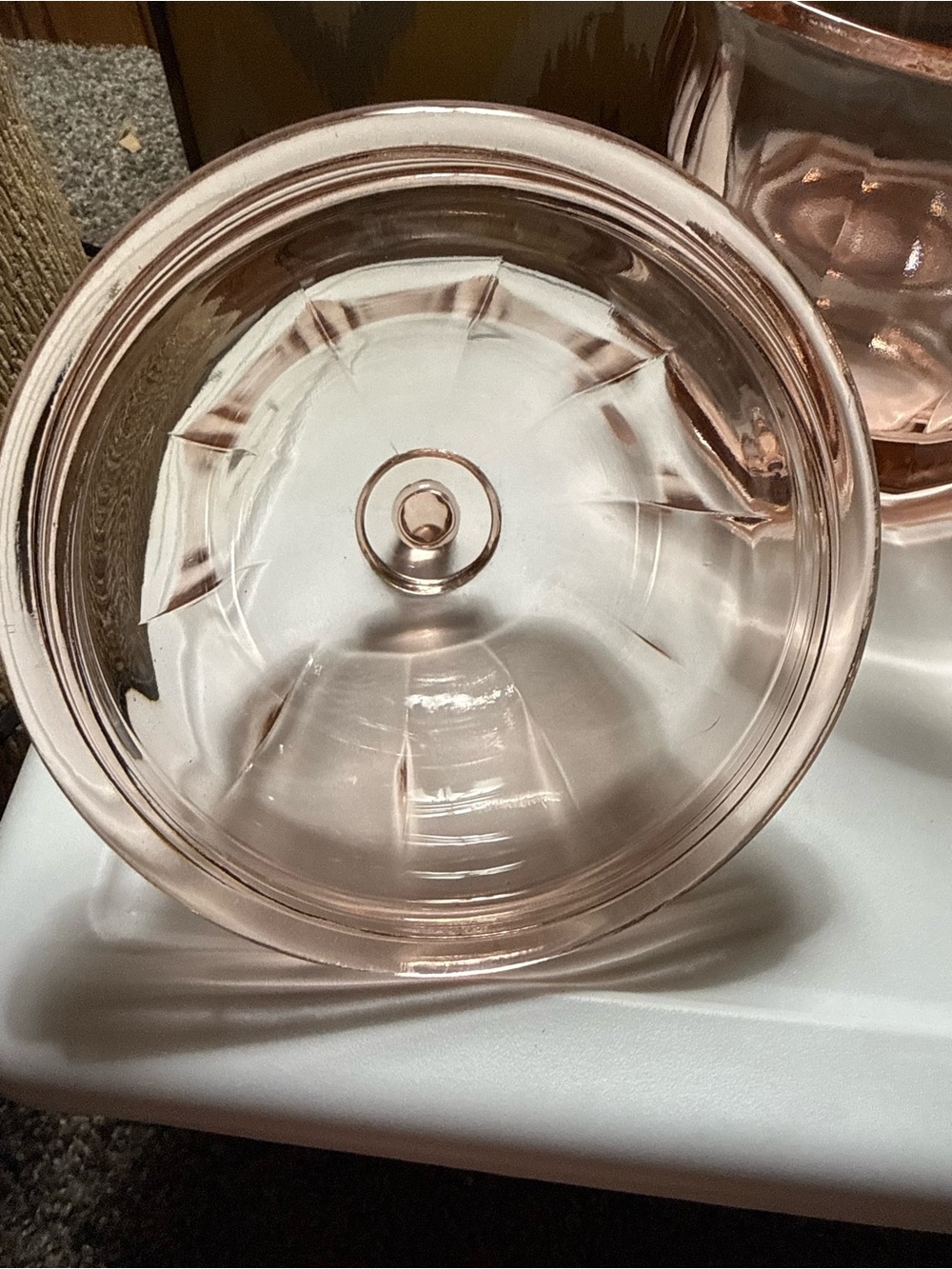 Pink Indiana Glass Paneled Apothecary Jar - Picture 4 of 4
